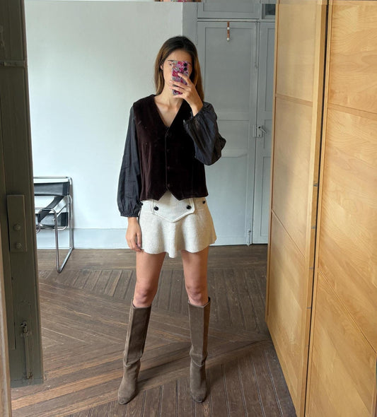 Vintage dark brown Velvet gilet, Sleeveless velour christmas vest, Vintage dark academia waistcoat, Smart professor clothing, M