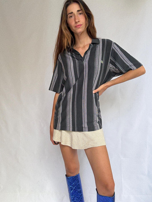 Vintage Lacoste Striped Polo Shirt – Unisex Fit | Size 6 | Made in Spain