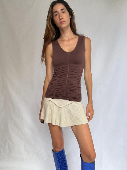 Vintage Ruched Brown Camisole by BCBGMAXAZRIA — detail