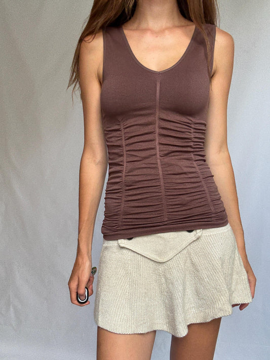 Vintage BCBGMAXAZRIA Ruched Brown Camisole – XS/S