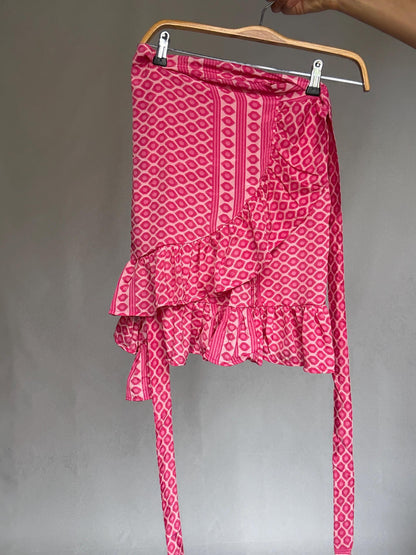 Pink Silk Ruffle Wrap Skirt — additional view 9