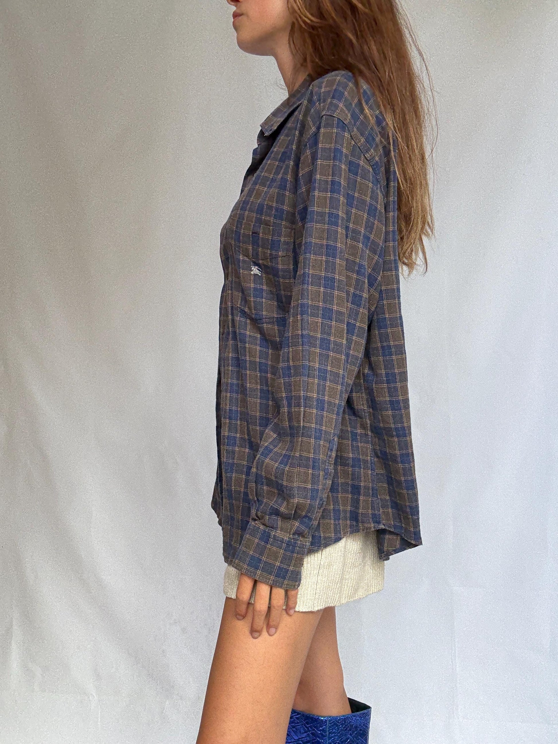 Rare Vintage Burberrys of London plaid shirt, made for Ruben Las Palmas, natural materials, size 4, collectible menswear