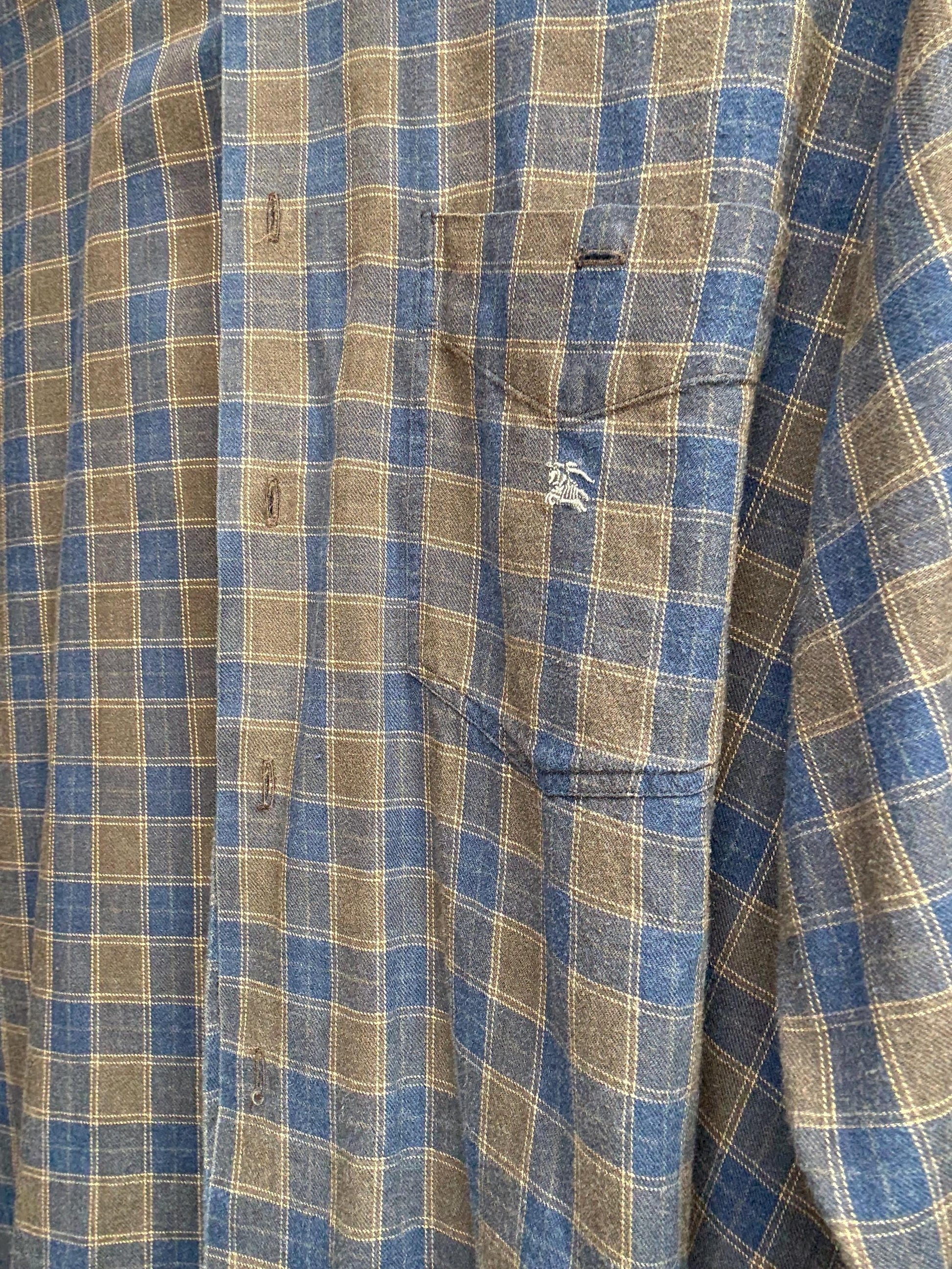 Rare Vintage Burberrys of London plaid shirt, made for Ruben Las Palmas, natural materials, size 4, collectible menswear