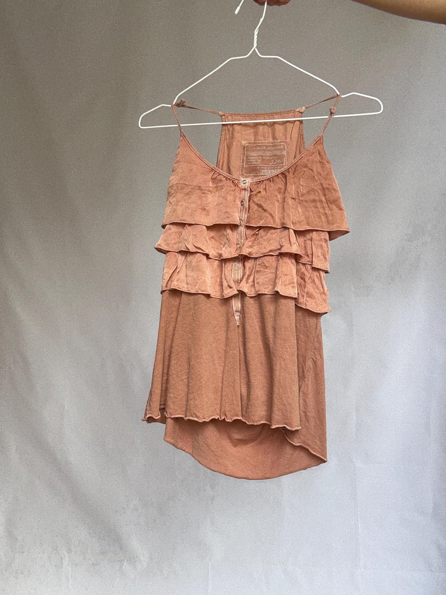 Origin Barcelona Dusty Pink Ruffle Camisole – Cotton Silk Blend – Size S/M