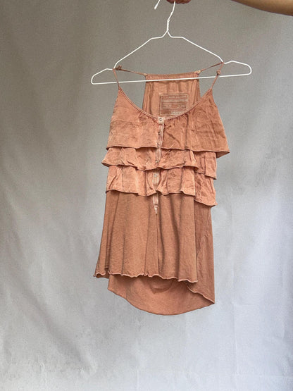 Dusty Pink Ruffle Camisole in Cotton Silk Blend — additional view 8