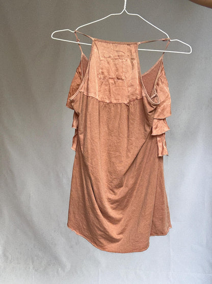 Dusty Pink Ruffle Camisole in Cotton Silk Blend — additional view 10