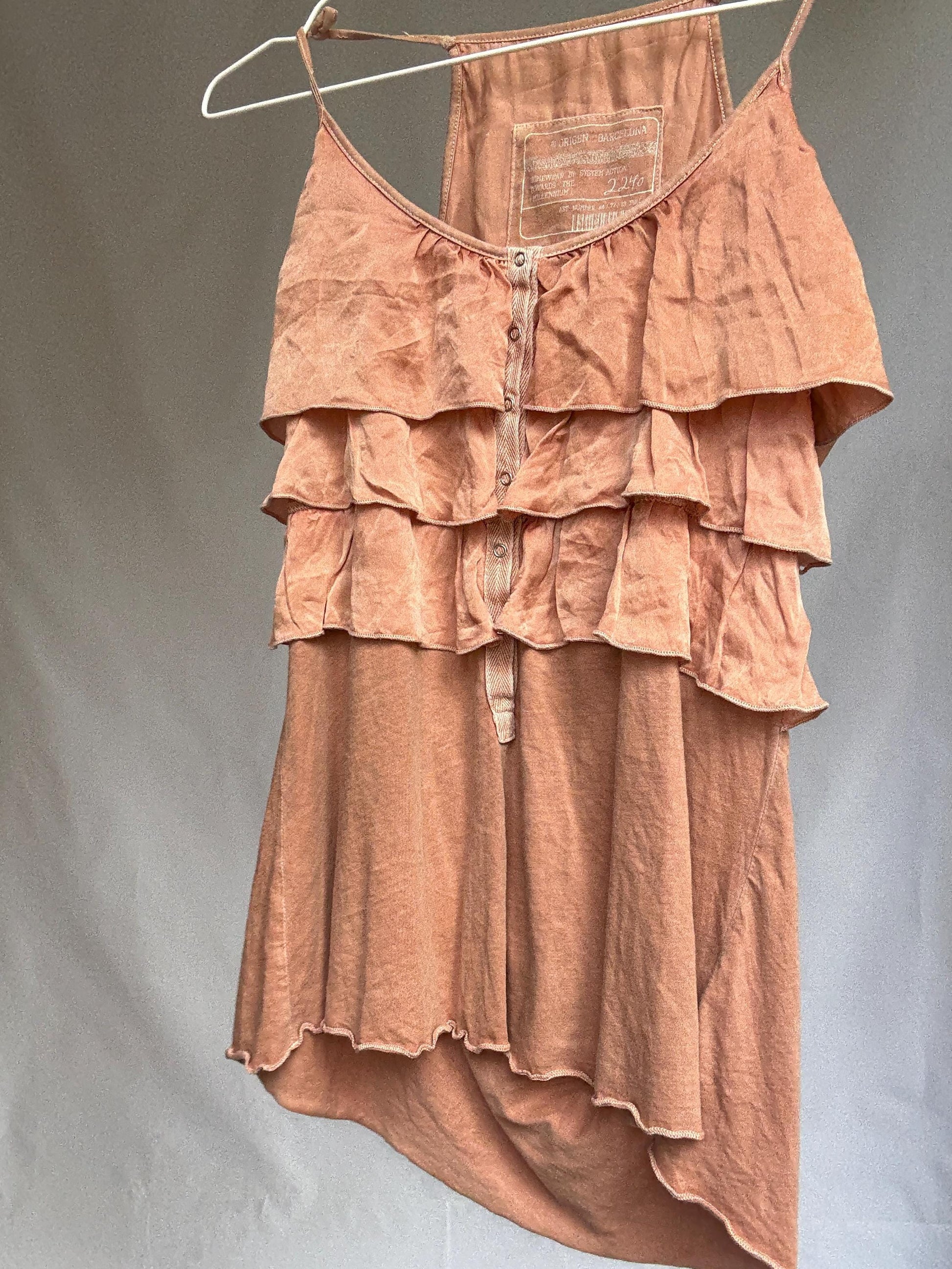 Origin Barcelona Dusty Pink Ruffle Camisole – Cotton Silk Blend – Size S/M