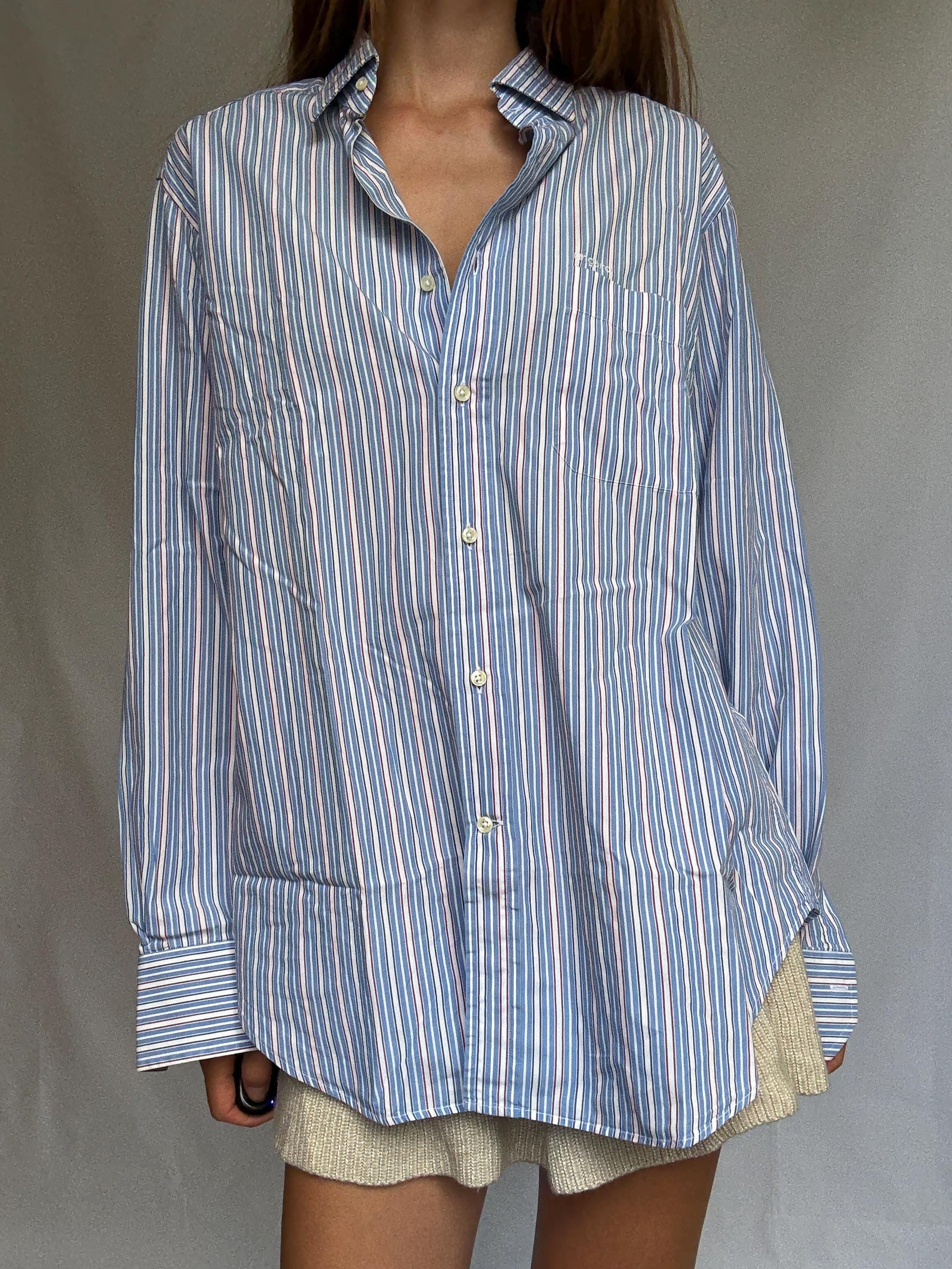 Vintage Ungaro Striped Button-Up Shirt – Unisex Oversized Fit – Size XL