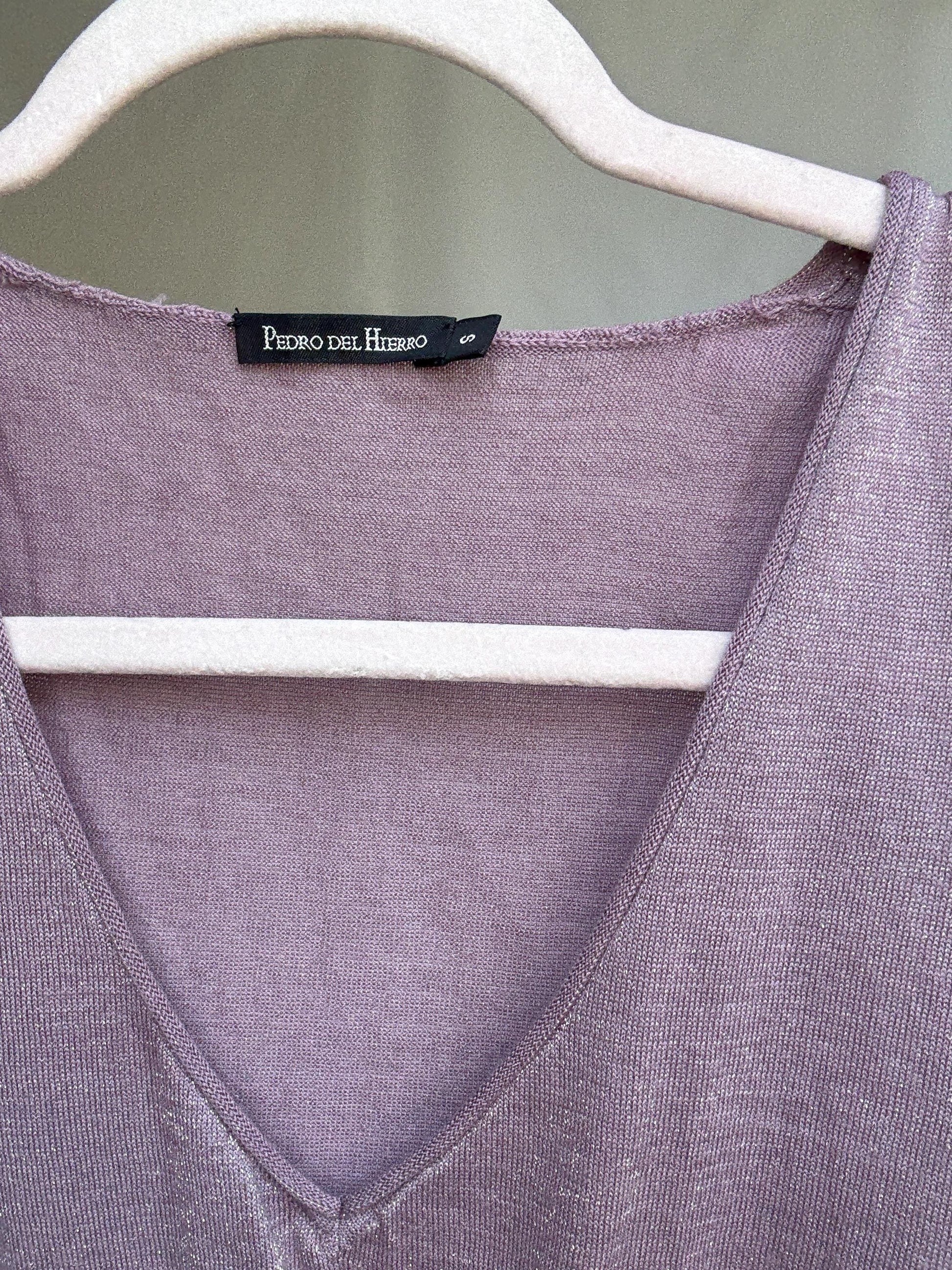Vintage Pedro del Hierro Glitter Knit Top – Silver Lilac Camisole – Y2K Party Vibes