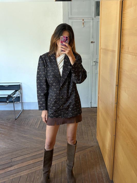 Vintage floral print blazer, handmade luxury jacket, Oversized fit, romantic Gothic aesthetic, unique retro statement piece