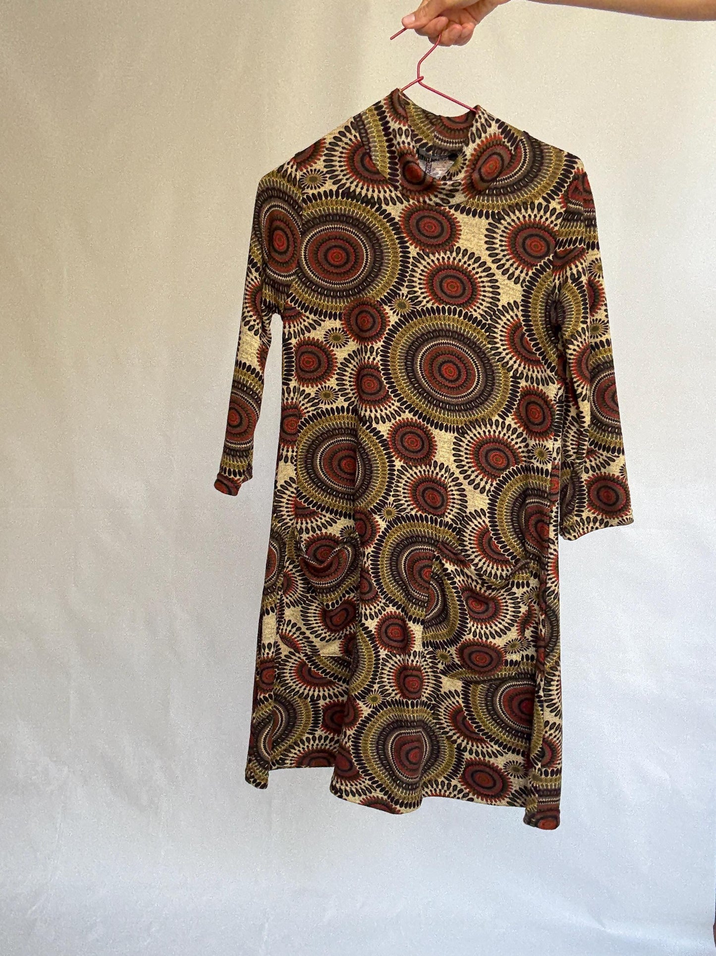 Vintage Groovy Retro Mini Dress – NATURA – Psychedelic Mod Print