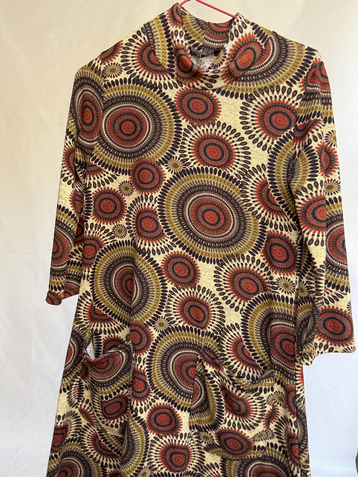 Vintage Groovy Retro Mini Dress – NATURA – Psychedelic Mod Print