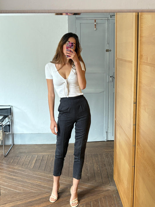 Vintage High-Waisted Tapered Pants, Napoleari Made in Italy, Elegant Slim Fit Trousers, Women’s Size M, Classic Chic Style, Pure soft wool