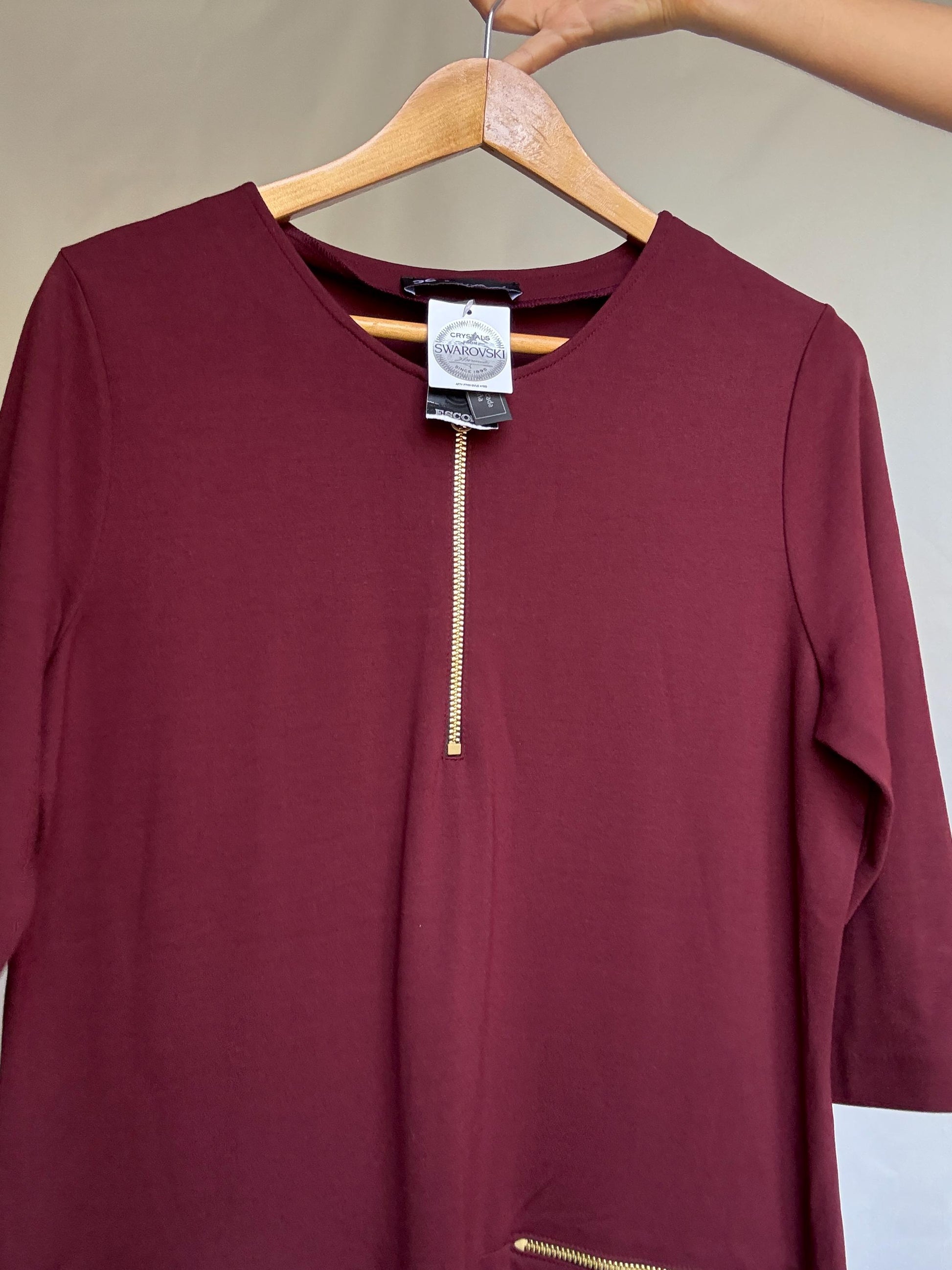 NWT Escola Burgundy Zipper Dress – Made in Spain, Size DE 46 - XXL - 3XL