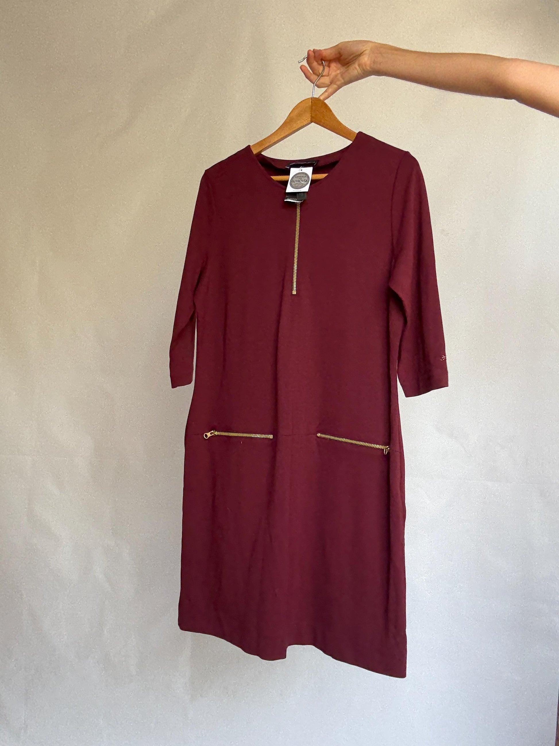 NWT Escola Burgundy Zipper Dress – Made in Spain, Size DE 46 - XXL - 3XL