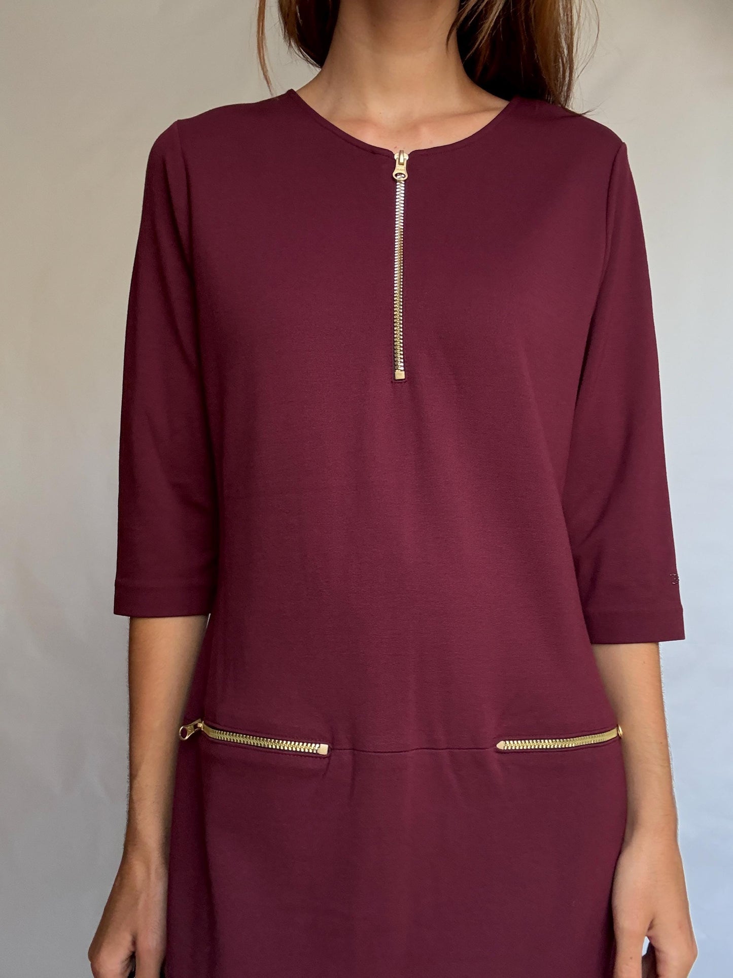 NWT Escola Burgundy Zipper Dress – Made in Spain, Size DE 46 - XXL - 3XL