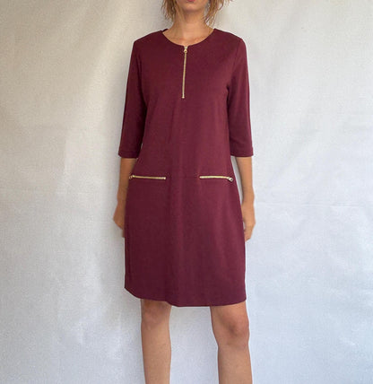 Burgundy Dress Crafted in Spain — detail