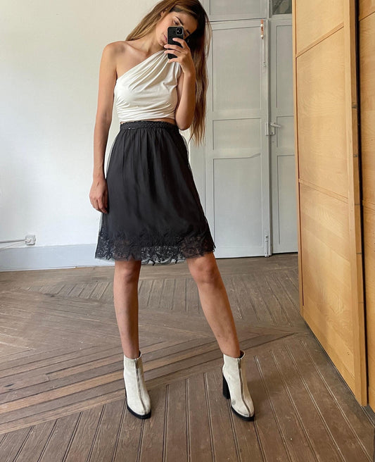 Lace black sequin embellished skirt, Romantic Noa Noa summer skirt