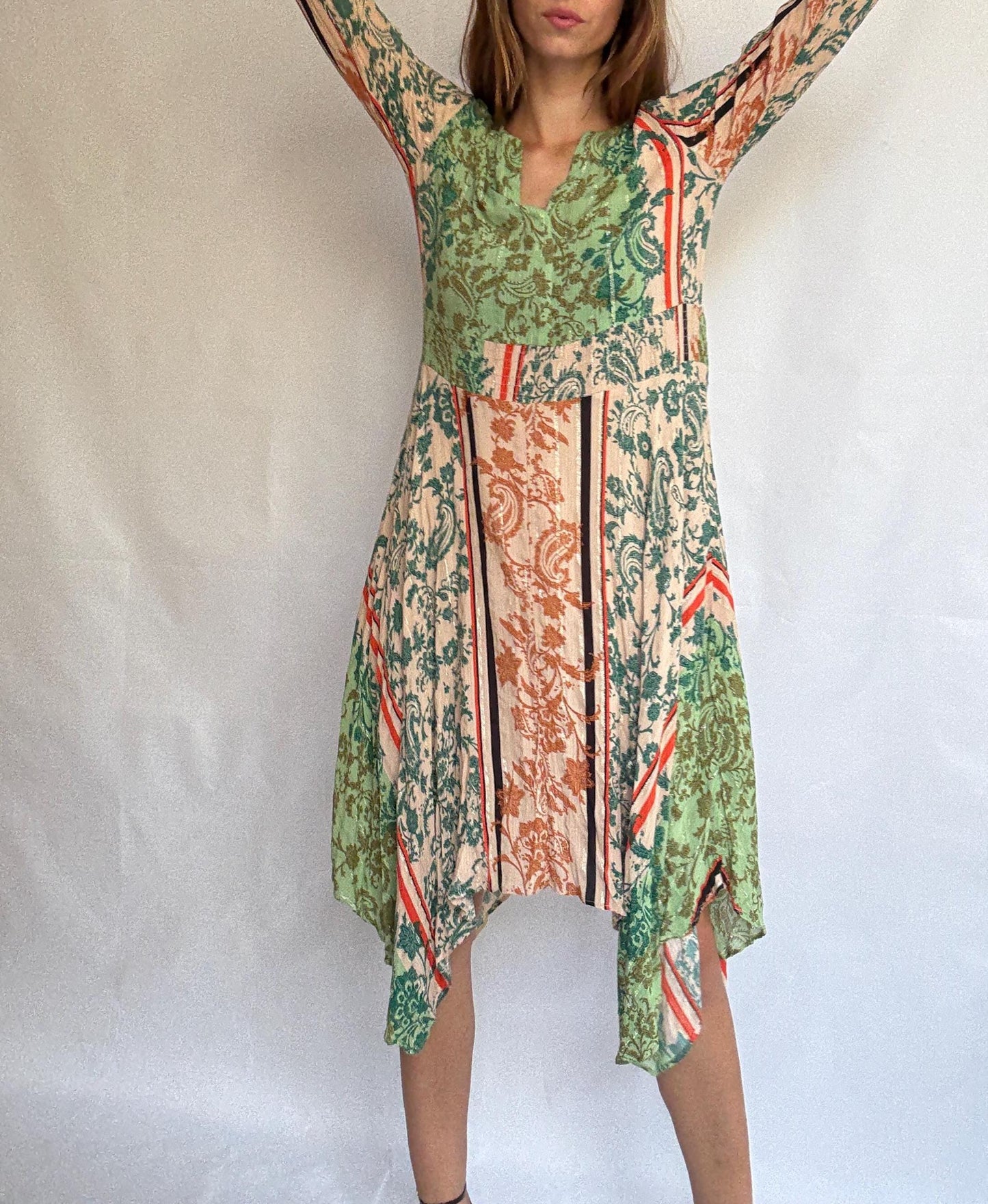 Boho Desigual Long Dress with Metallic Thread – Perfect colourful long summer dress,