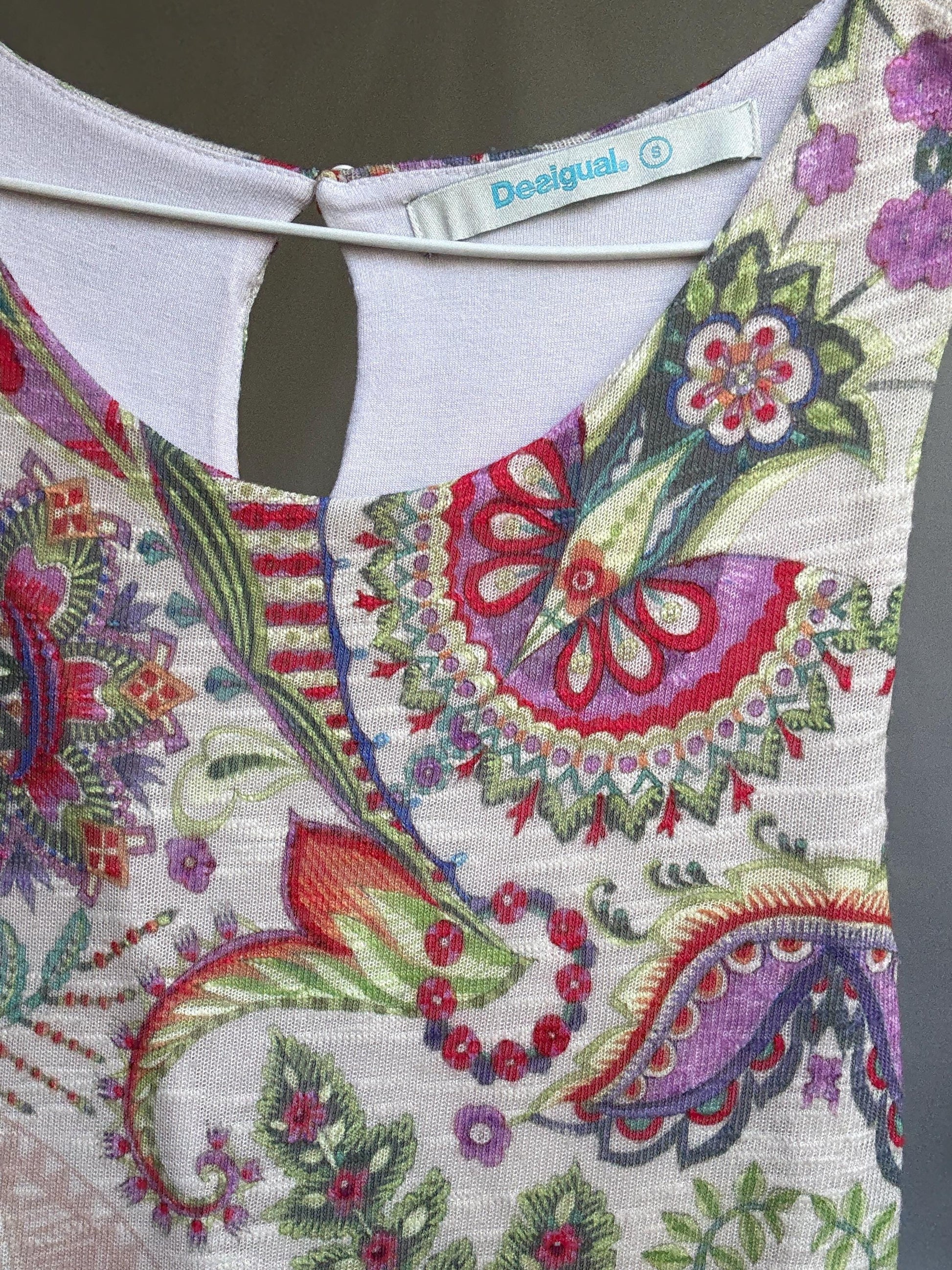 Desigual Sleeveless Mini Dress – Size S – “Global Traveller” Print