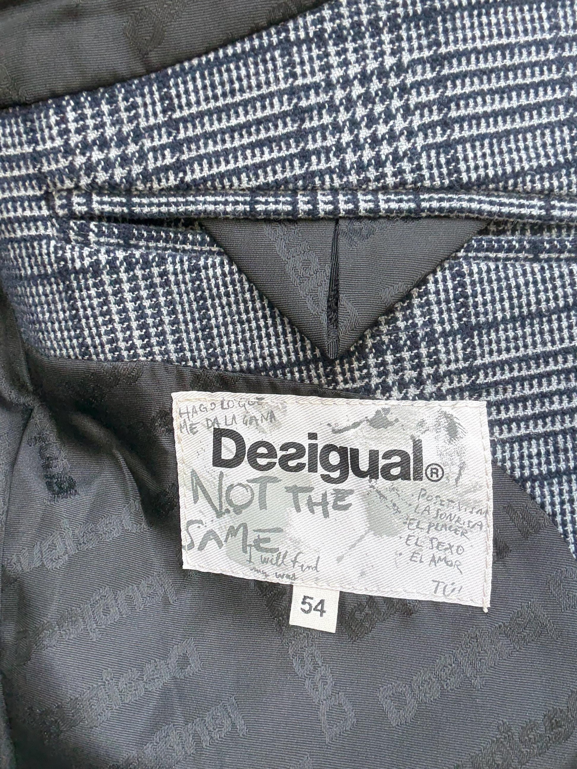 Vintage Desigual Oversized Blazer – Wool Cotton Mix, Size 54 Mens, Unisex Fit, Model-Off-Duty Look