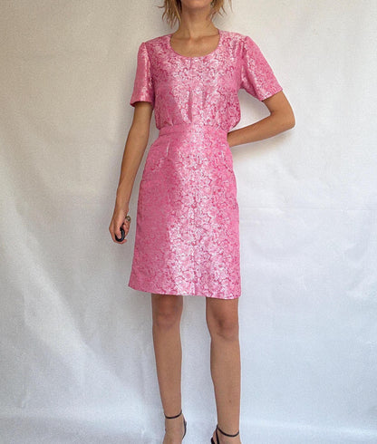 Handmade Pink Brocade Vintage Suit Set — additional view 9