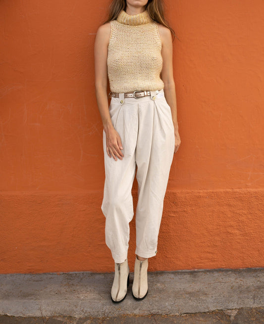 Maria di Ripabianca Cashmere Turtleneck, Designer turtleneck knitwear top, Sleeveless luxury wool knitted top, Basic girl