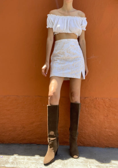 Vintage White A-Line Skirt by Laurel Jeans, 70s Retro Mini