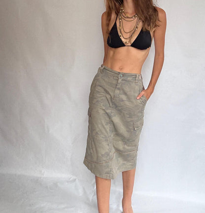 Y2K Camo Midi Cargo Skirt
