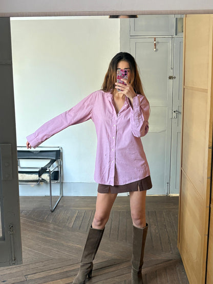 Vintage Striped Cotton Button-Up Shirt — back view