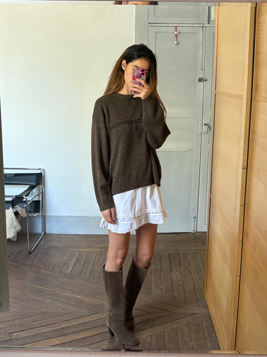 Vintage DARK ACADEMIA winter knit, Dark brown oversized jumper, Original vintage sweater