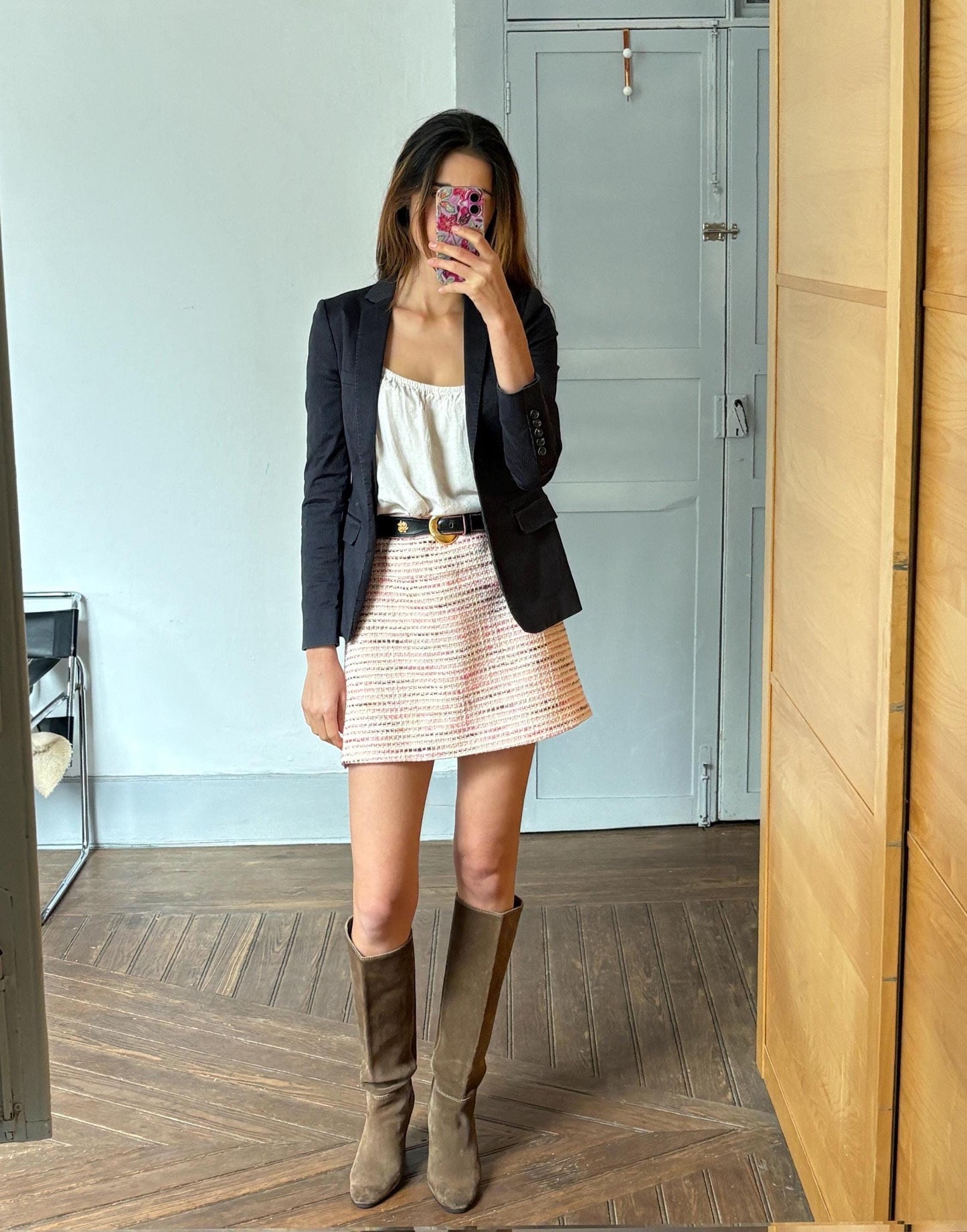 Vintage Massimo Dutti pinstripe blazer, Luxury dark blue Americana, Formal Dark academia autumn jacket, XS