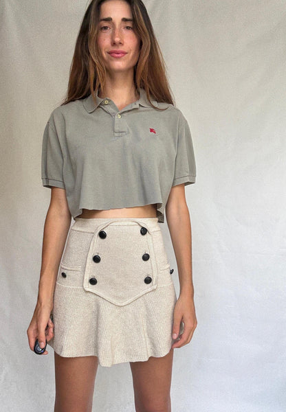 Vintage Olive Green Burberry Cropped Polo — back view