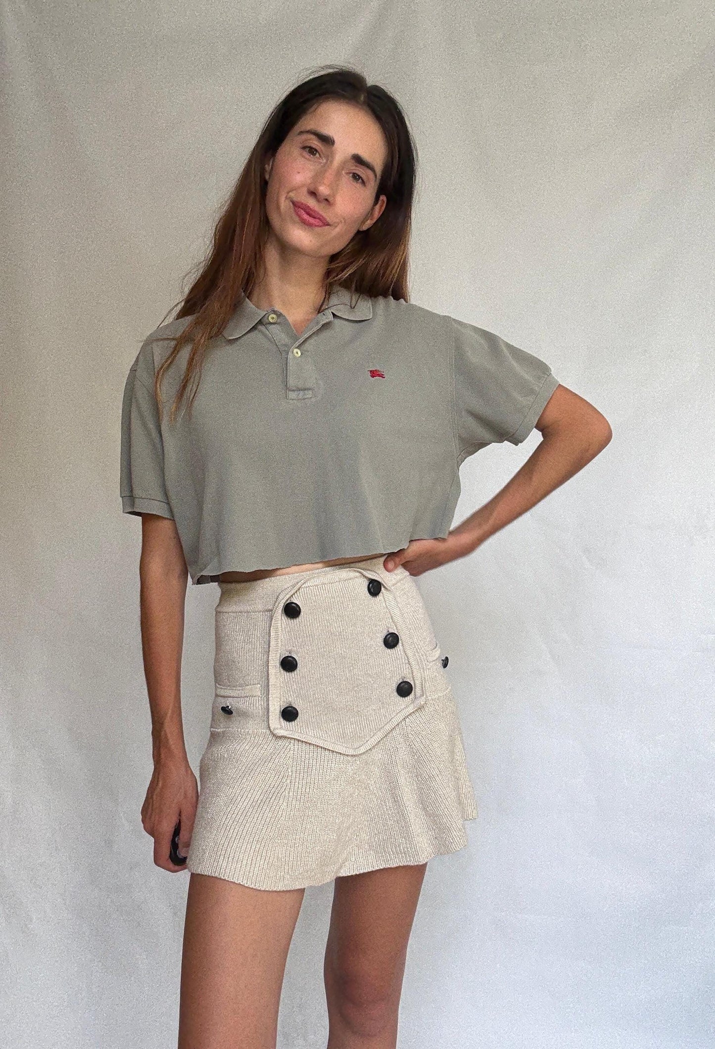 Vintage Olive Green Burberry Cropped Polo — additional view 5