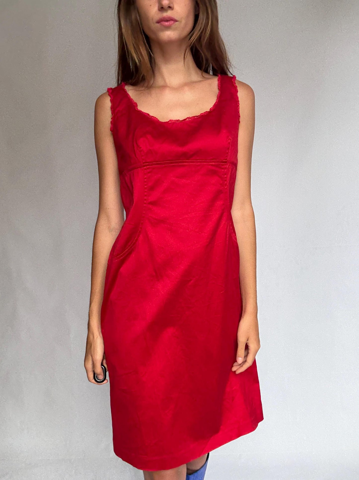 Vintage Red Alain Manoukian Dress – Chic French Designer clothing, UK 14, EU 42