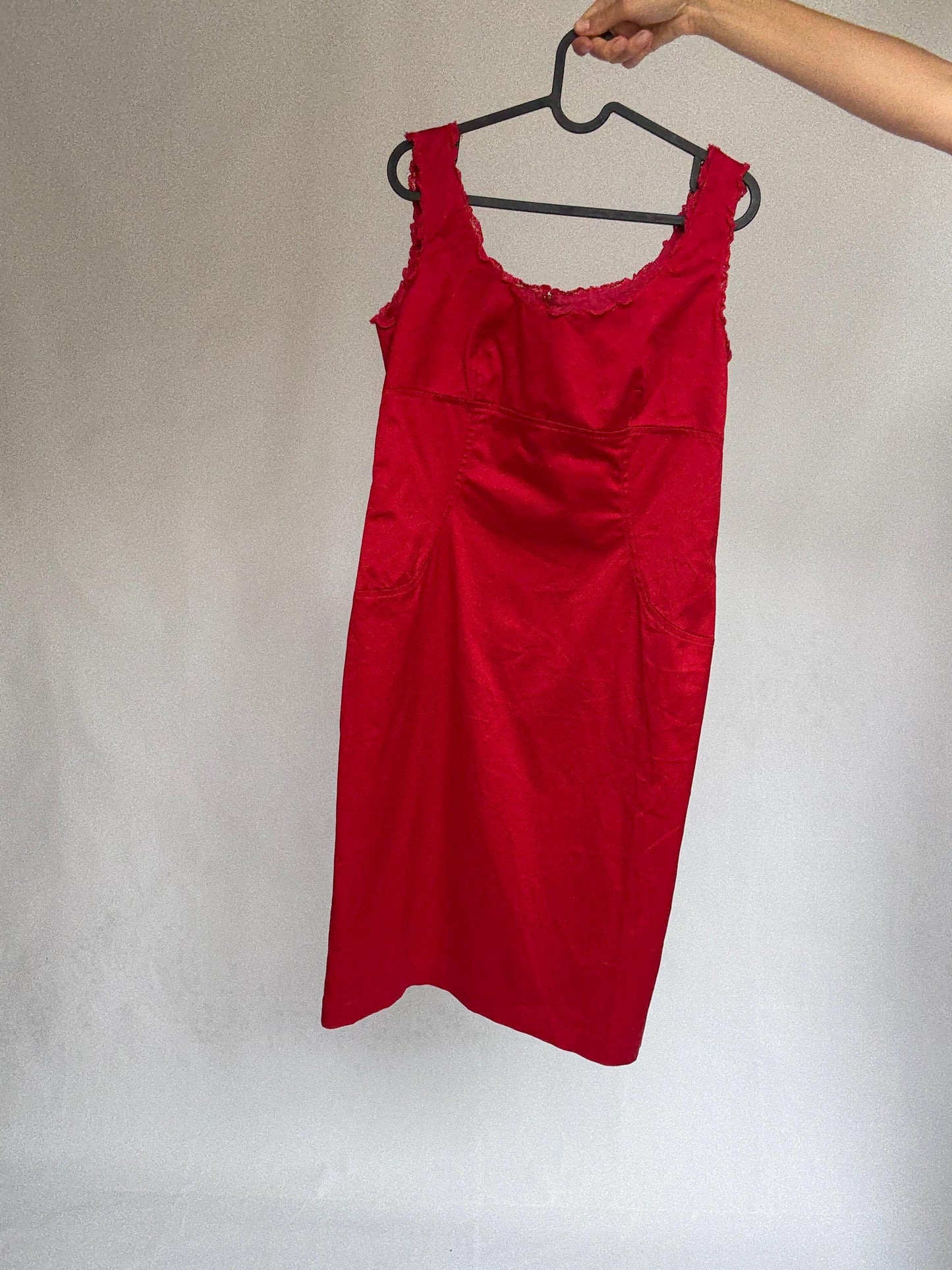 Vintage Red Alain Manoukian Dress – Chic French Designer clothing, UK 14, EU 42