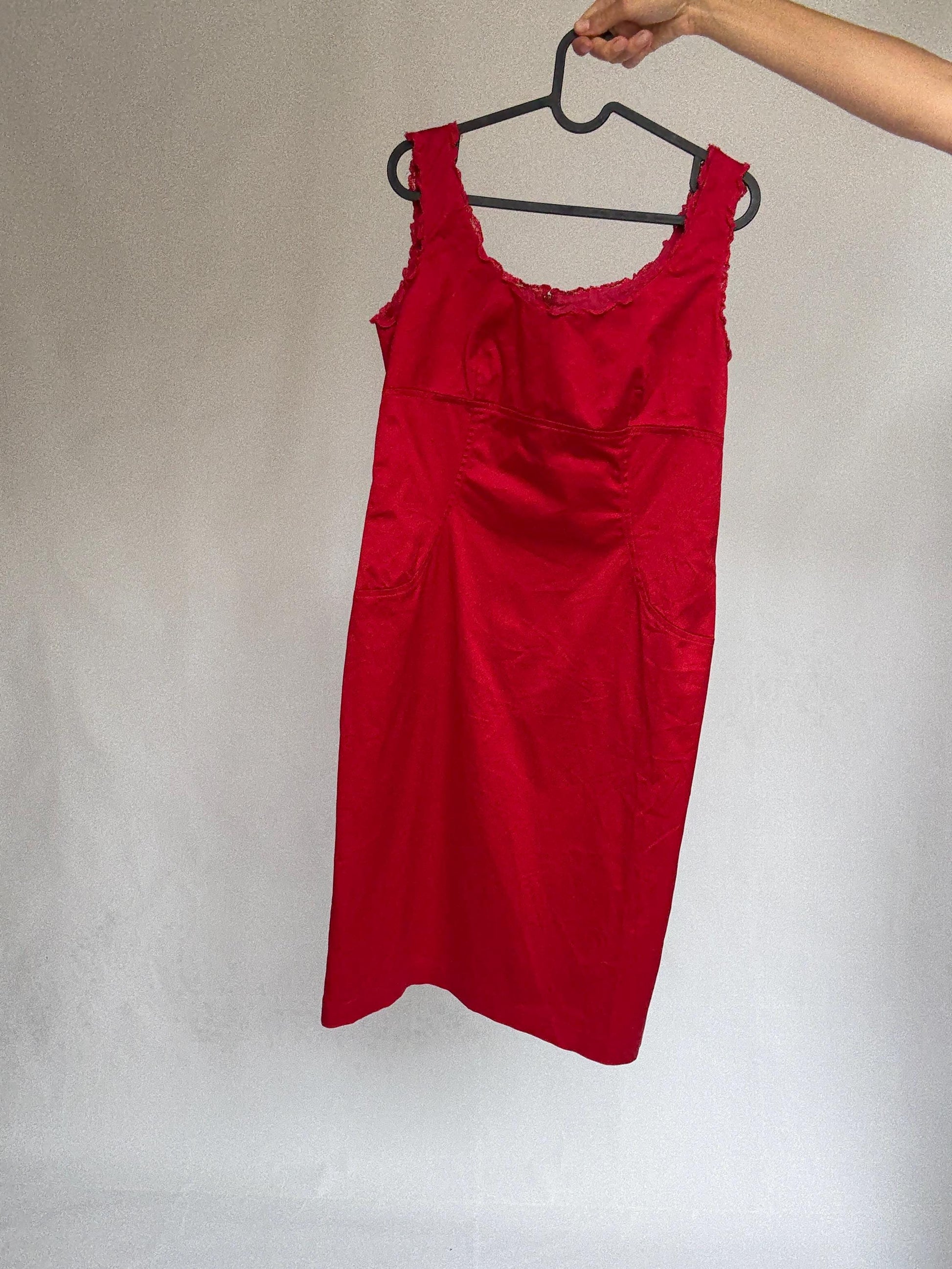Vintage Red Alain Manoukian Dress – Chic French Designer clothing, UK 14, EU 42