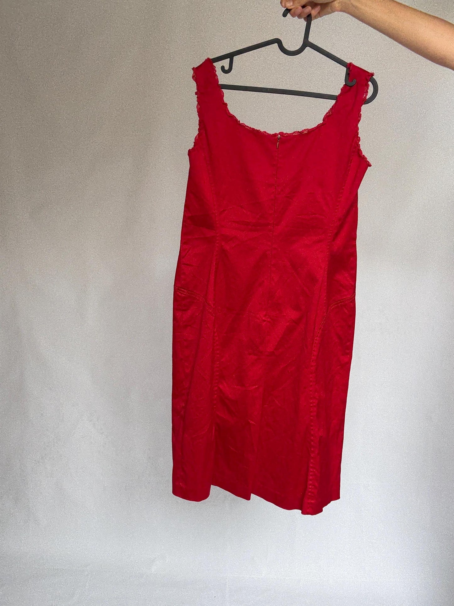 Vintage Red Alain Manoukian Dress – Chic French Designer clothing, UK 14, EU 42