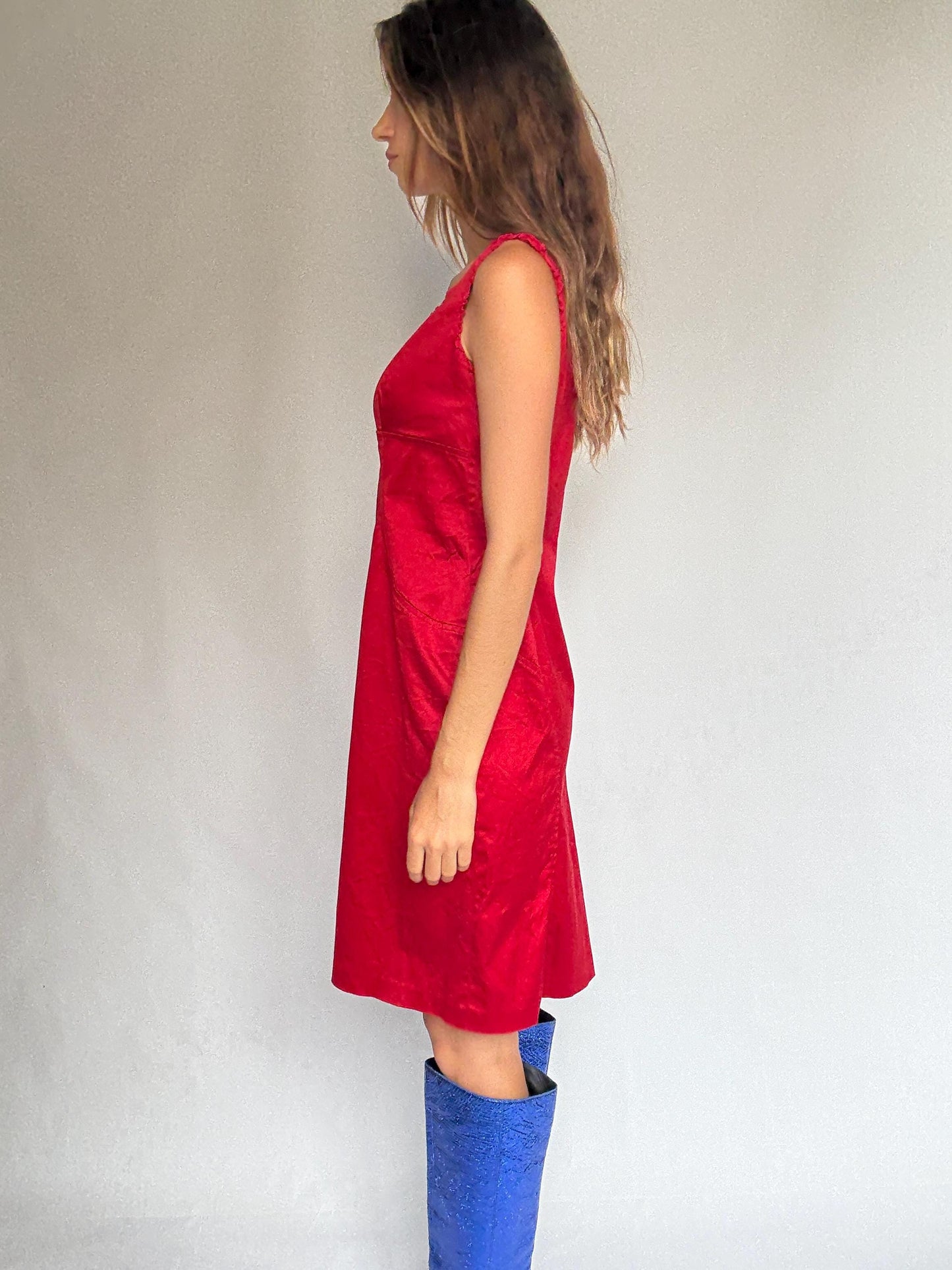 Vintage Red Alain Manoukian Dress – Chic French Designer clothing, UK 14, EU 42