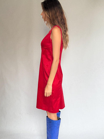 Vintage Red Alain Manoukian Dress – Chic French Designer clothing, UK 14, EU 42