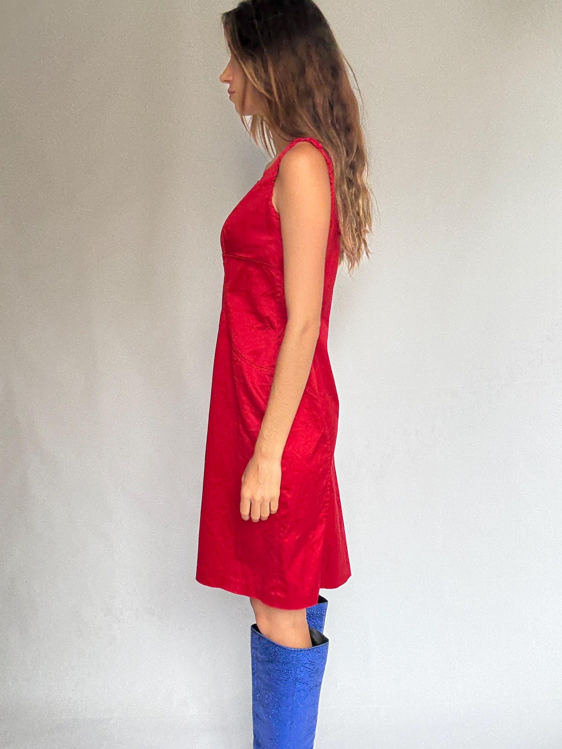 Vintage Red Alain Manoukian Dress – Chic French Designer clothing, UK 14, EU 42