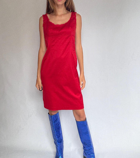 Vintage Red Alain Manoukian Dress – Chic French Designer clothing, UK 14, EU 42