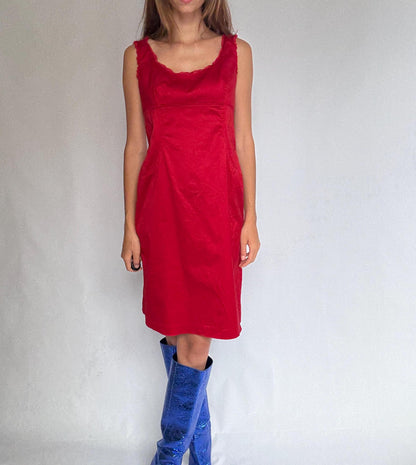 Vintage Red Alain Manoukian Dress – Chic French Designer clothing, UK 14, EU 42