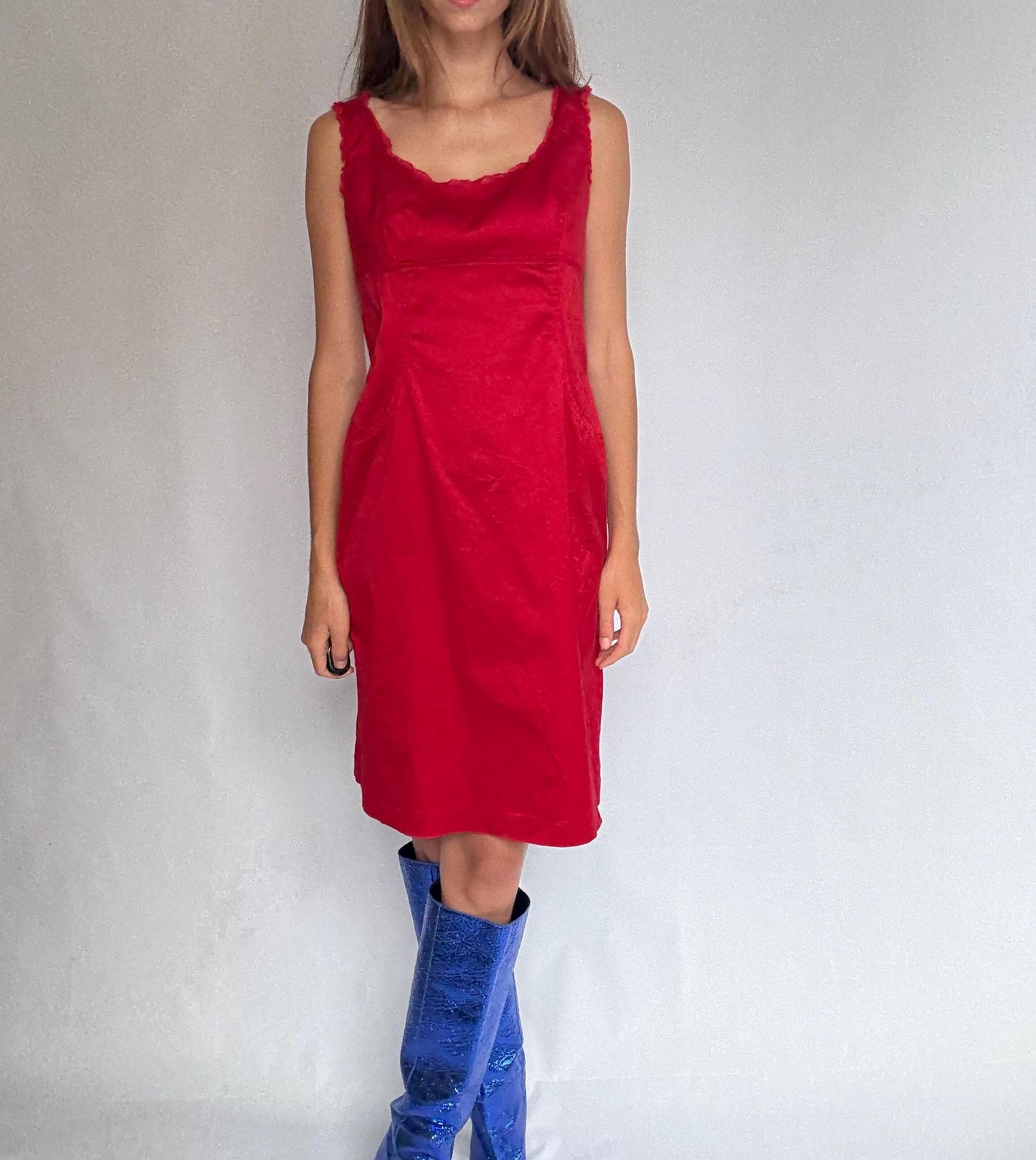 Vintage Red Alain Manoukian Dress – Chic French Designer clothing, UK 14, EU 42