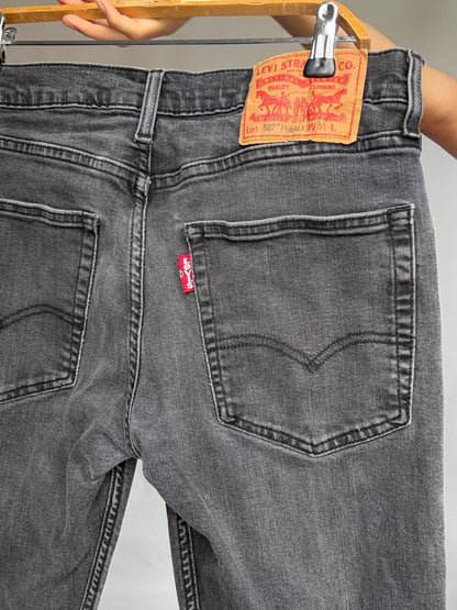 Black Vintage Levi's 502 Tapered Jeans, Cropped Denim