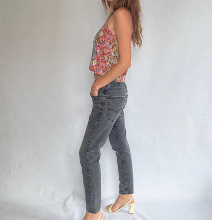 Black Vintage Levi's 502 Tapered Jeans, Cropped Denim