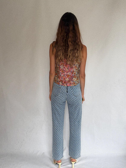 Vintage Boho Light Wash Floral Jeans — additional view 9