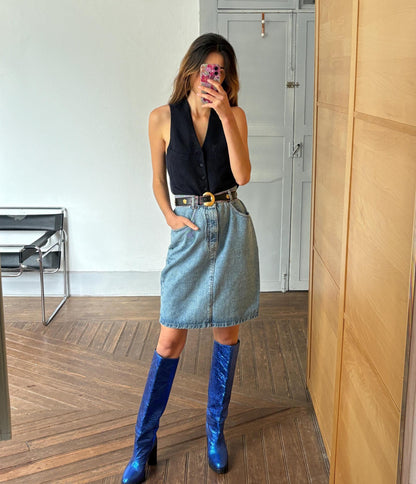 Vintage Light Denim Skirt – 90s Casual Style