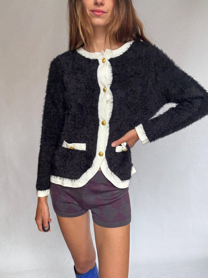 Vintage-Inspired Black and White Cardigan — additional view 10