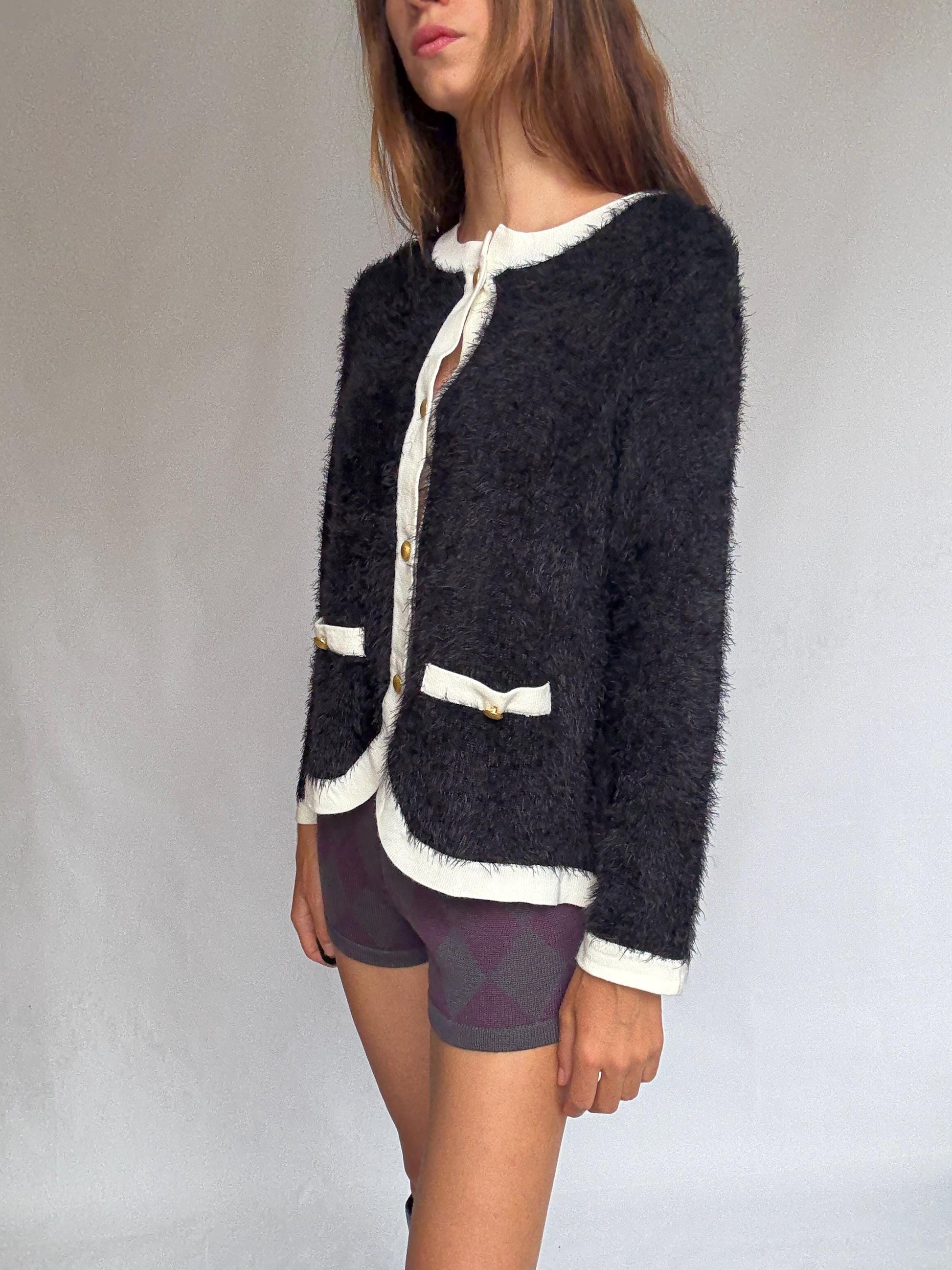 Vintage-Inspired Black and White Cardigan — additional view 8